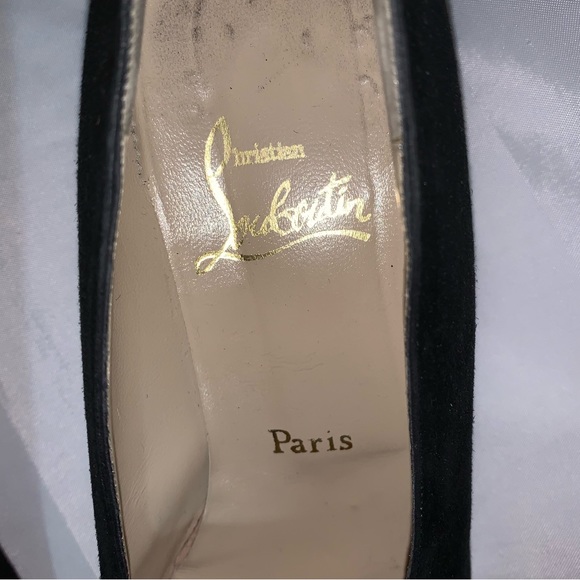 vintage CHRISTIAN LOUBOUTIN size 39.5 black suede block heel PUMPS - Picture 5 of 11